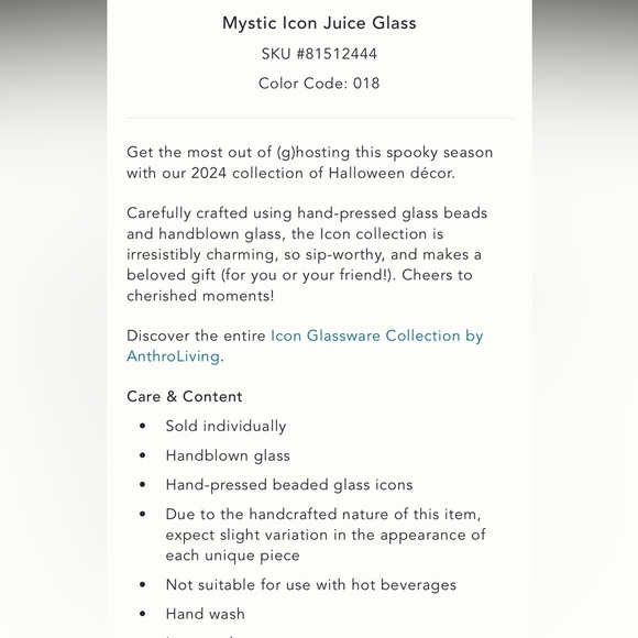 Halloween Ghost Mystic Icon Juice Glass - Picture 6 of 9